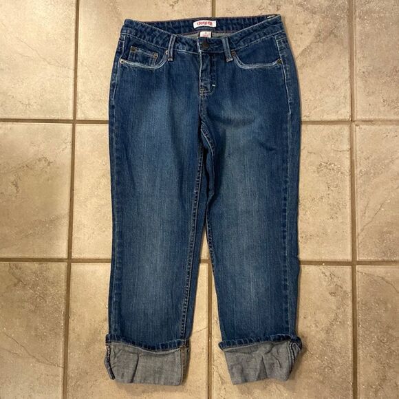 Dear by Amanda Bynes 4 Denim Jeans Cropped Stitched Hems Straight Leg - Picture 1 of 6
